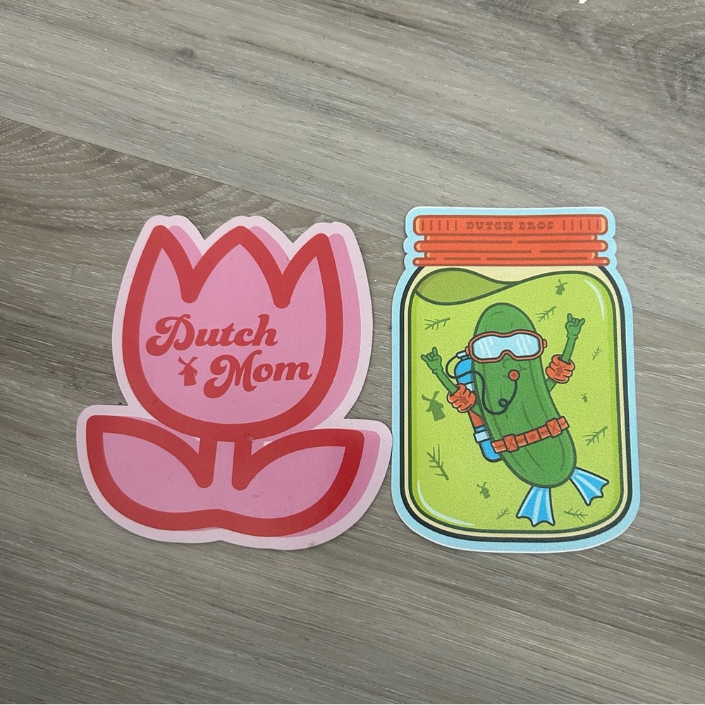 Dutch Mom Pink Tulip Sticker Set and pickle Jar